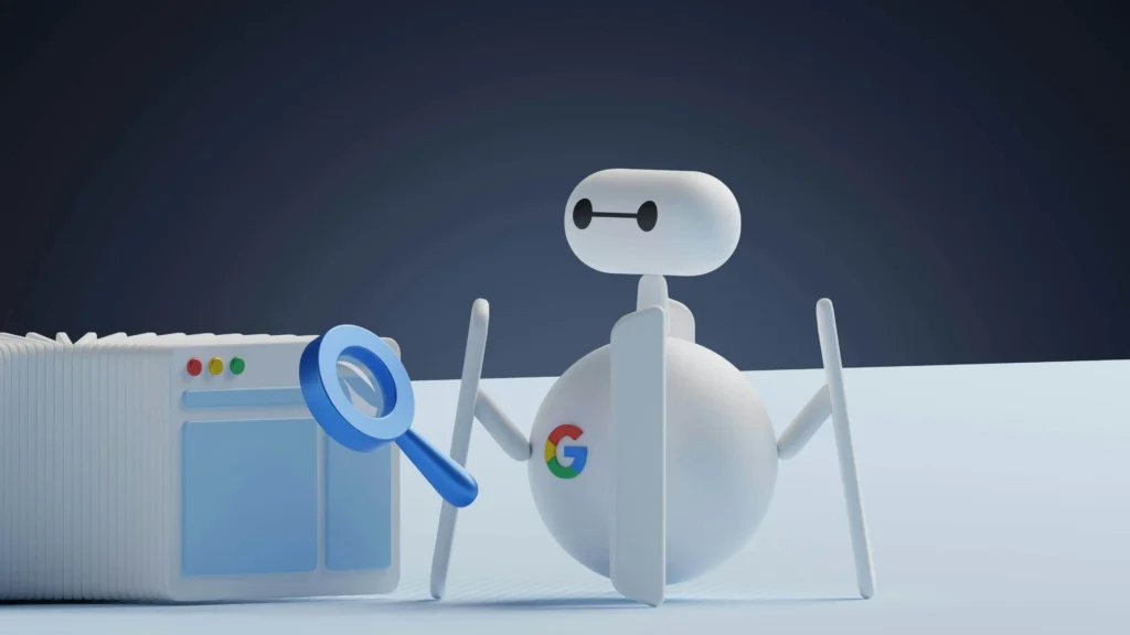 Robot Google avec une loupe